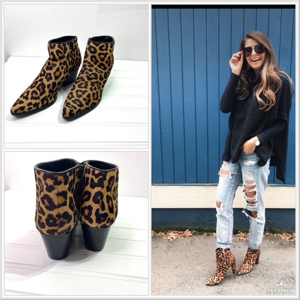 Bleecker & Bond Riley Leopard Print Booties 6.5 - Picture 2 of 12